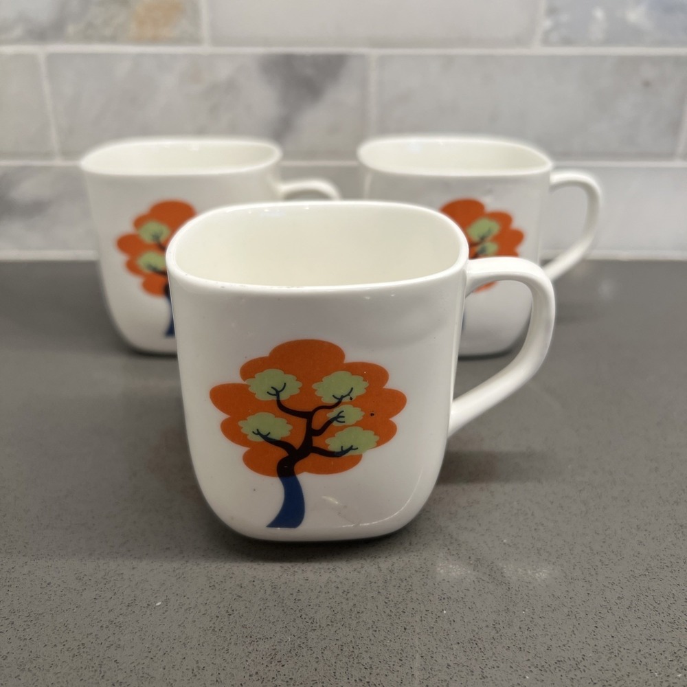 Three Royal Bone China Espresso Square Cups